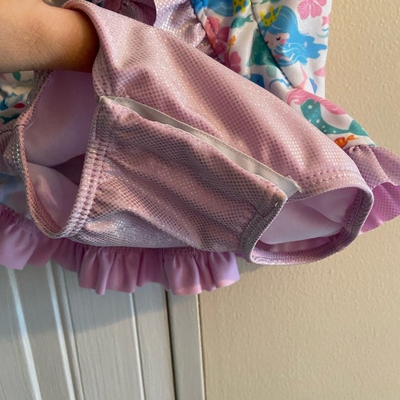 Mermaid baby bathing suit 3M pink ocean one piece snaps Flap Happy - Picture 3 of 6